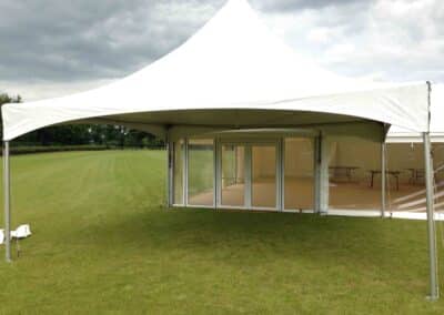 Marquees.Com | Temporary warehouse and long term marquee hire Cheshire and North West | Panoramic marquee doors