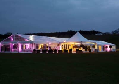 Marquees.Com | Temporary warehouse and long term marquee hire Cheshire and North West | Marquee lit at night