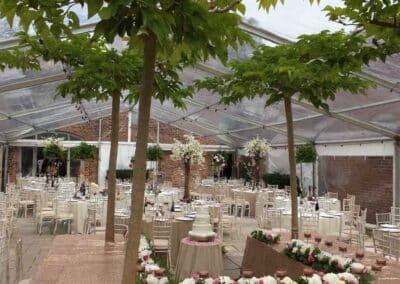 Marquees.Com | Pagoda and Sky Lounge Marquee Hire Cheshire and North West | Clearspan marquee with trees
