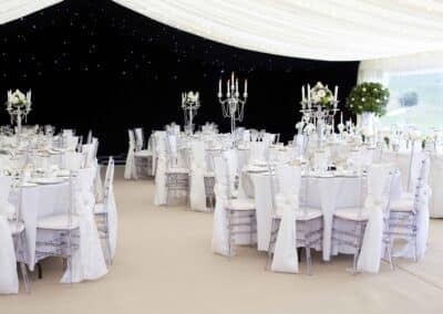 Marquees.Com | Pagoda and Sky Lounge Marquee Hire Cheshire and North West | Wedding marquee round tables