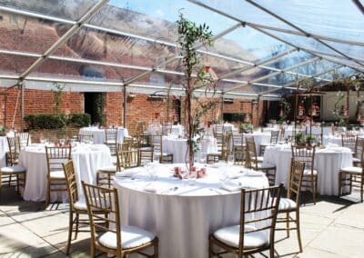 Marquees.Com | Pagoda and Sky Lounge Marquee Hire Cheshire and North West | Clearspan marquee in courtyard