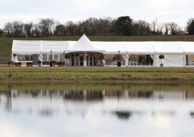 Marquees.Com | Pagoda and Sky Lounge Marquee Hire Cheshire and North West | Clearspan marquee by lake