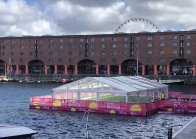 Marquees.Com | Pagoda and Sky Lounge Marquee Hire Cheshire and North West | Clearspan marquee at dock