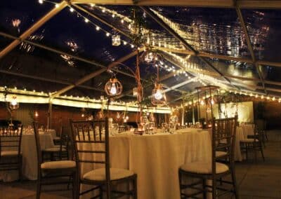 Marquees.Com | Pagoda and Sky Lounge Marquee Hire Cheshire and North West | Clearspan marquee interior lighting at night