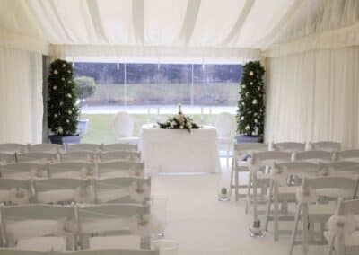Marquees.Com | Temporary warehouse and long term marquee hire Cheshire and North West | Folding chairs in rows