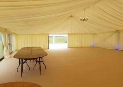 Marquees.Com | Temporary warehouse and long term marquee hire Cheshire and North West | marquee with ivory pleated linings