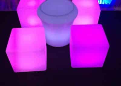 Marquees.Com | Temporary warehouse and long term marquee hire Cheshire and North West | LED furniture pink