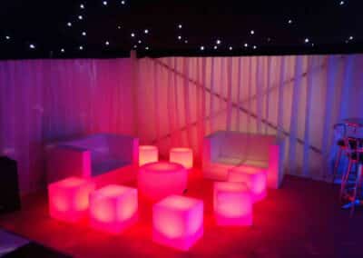 Marquees.Com | Temporary warehouse and long term marquee hire Cheshire and North West | LED furniture red