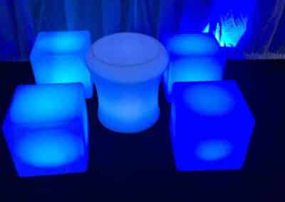 Marquees.Com | Temporary warehouse and long term marquee hire Cheshire and North West | LED furniture blue