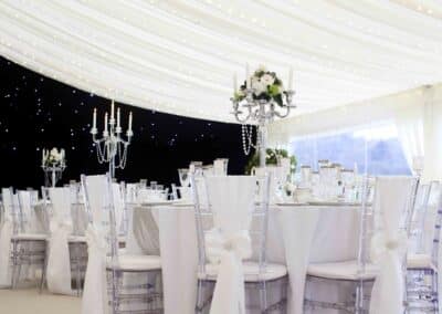 Marquees.Com | Temporary warehouse and long term marquee hire Cheshire and North West | Wedding marquee clear chairs
