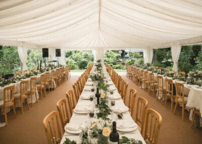 Marquees.Com | Modular and Clearspan Marquee Hire Cheshire and North West | Trestle tables and banqueting chairs