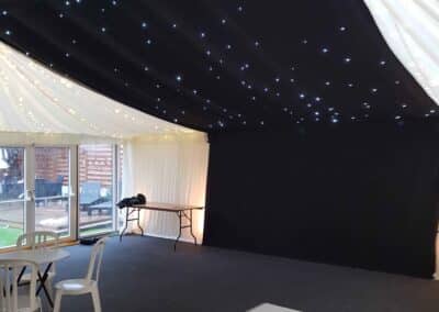 Marquees.Com | Modular and Clearspan Marquee Hire Cheshire and North West | Pealight canopy over dance floor