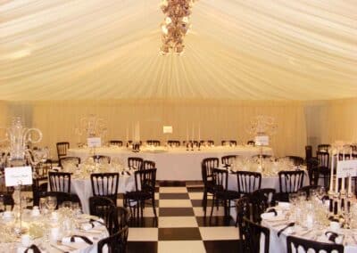 Marquees.Com | Modular and Clearspan Marquee Hire Cheshire and North West | Dance floor with tables on it