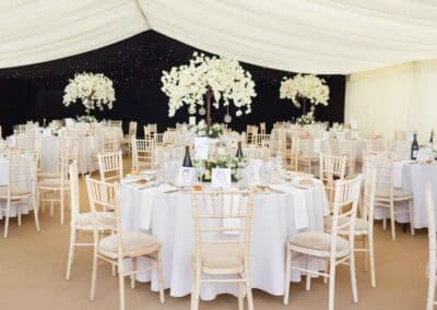 Marquees.Com | Modular and Clearspan Marquee Hire Cheshire and North West | Round wedding tables